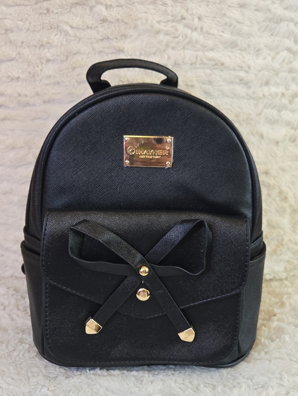 Black Mini Bow Accent Backpack